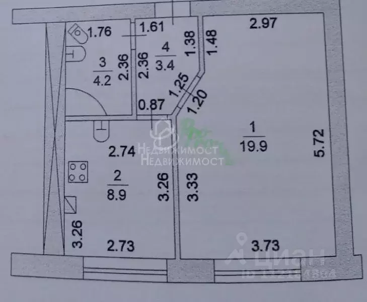1-к кв. Краснодарский край, Ейск ул. Коммунаров, 26 (36.4 м) - Фото 2