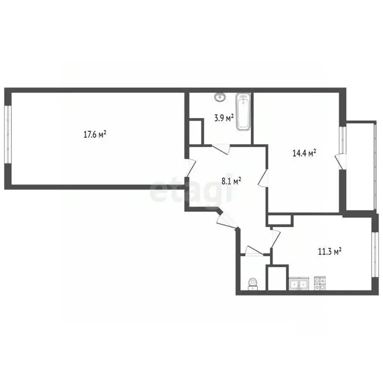 2-к кв. Санкт-Петербург ул. Русановская, 19к2 (57.1 м) - Фото 2