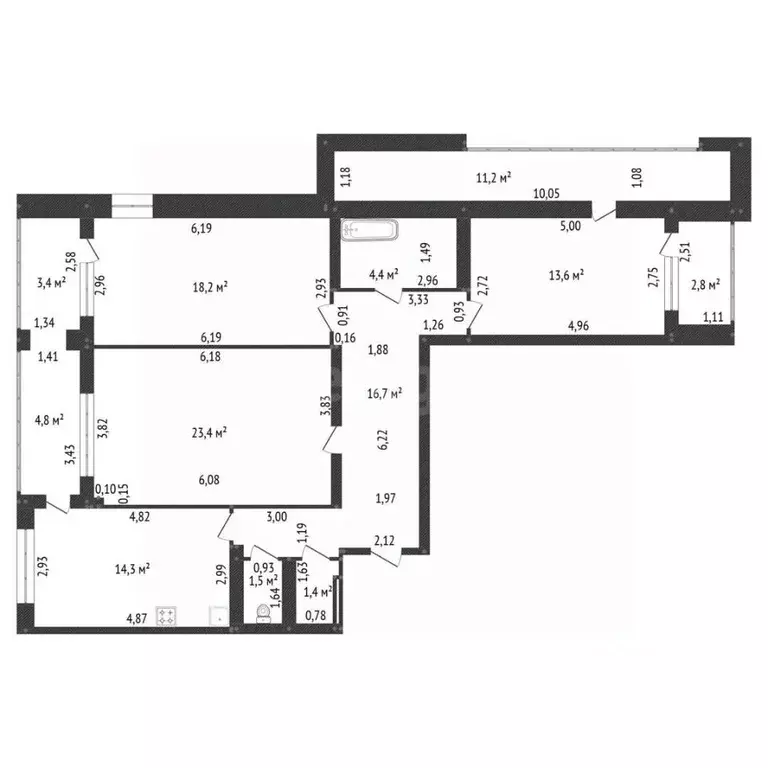 3-к кв. Башкортостан, Уфа ул. Октябрьской Революции, 62/1 (93.5 м) - Фото 1