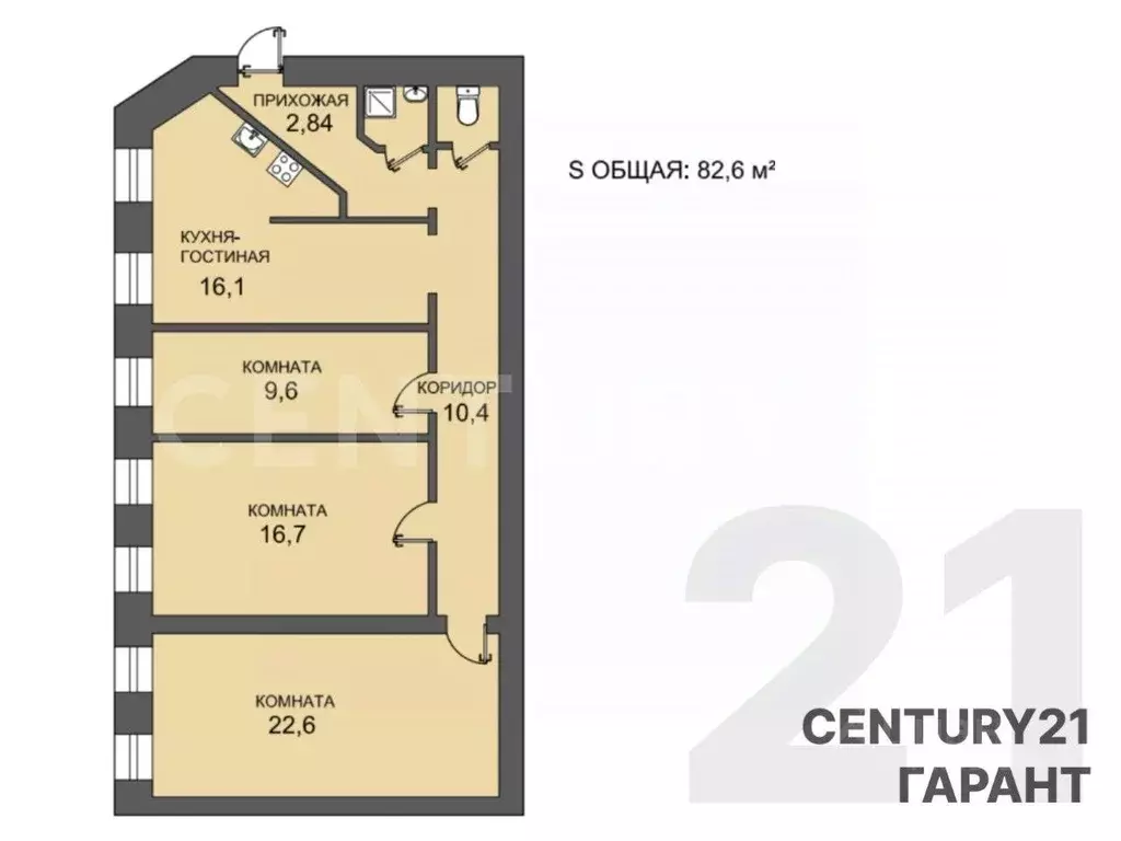 3-к кв. Санкт-Петербург Никольская пл., 6 (82.6 м) - Фото 1