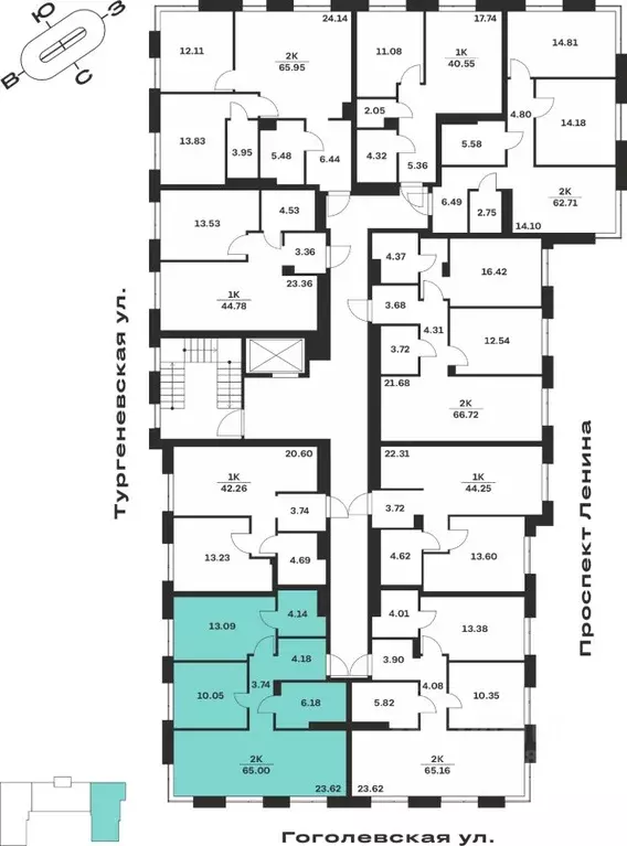 2-к кв. Тульская область, Тула Гоголевская ул., 43 (65.0 м) - Фото 1