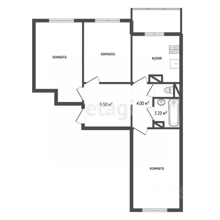 3-к кв. Воронежская область, Воронеж ул. Богдана Хмельницкого, 54 ... - Фото 1