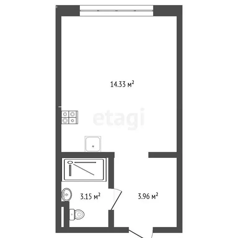 Квартира-студия: Тюмень, улица Андрея Кореневского, 11 (20 м) - Фото 1