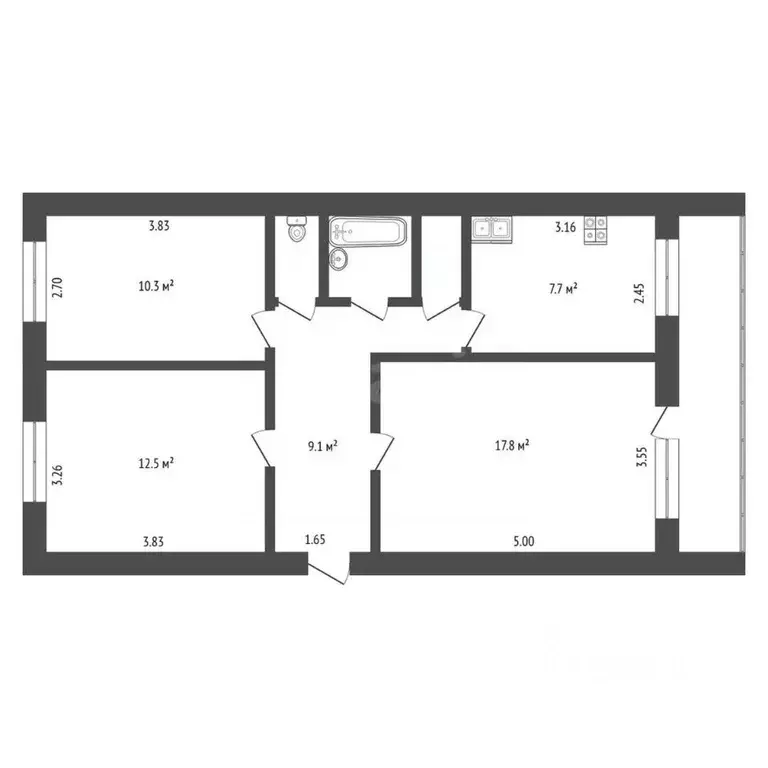 3-к кв. Марий Эл, Оршанка пгт ул. Строителей, 10 (65.2 м) - Фото 2