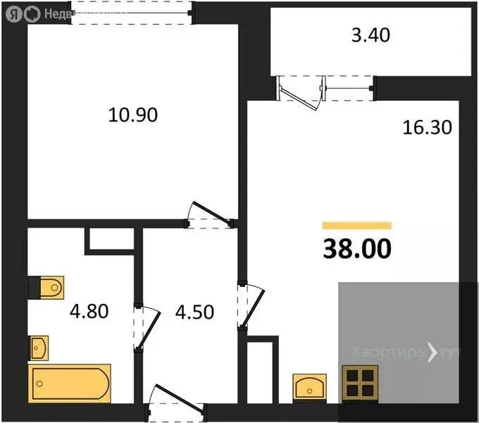 1-комнатная квартира: Воронеж, улица Пескова, 6 (38 м) - Фото 1