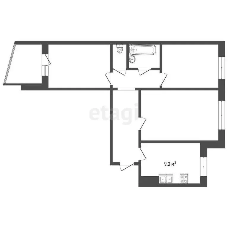 3-комнатная квартира: Омск, проспект Комарова, 27 (63.3 м) - Фото 0