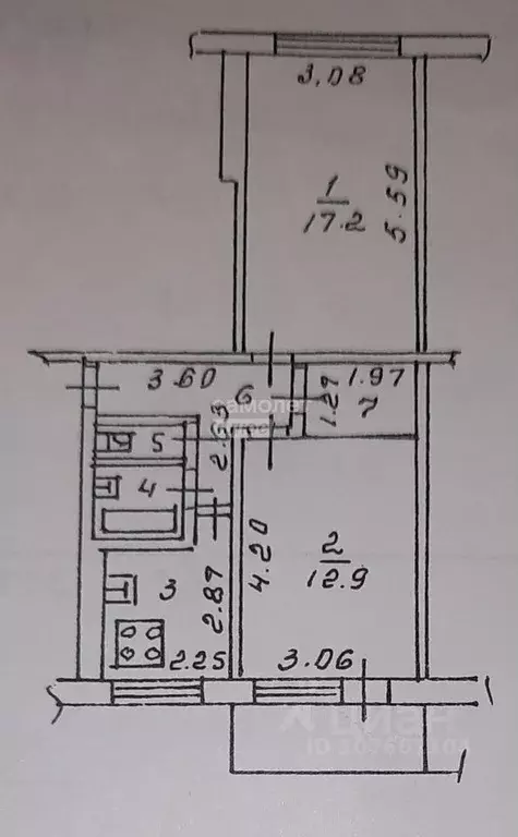 2-к кв. Липецкая область, Липецк ул. Жуковского, 17 (46.7 м) - Фото 2