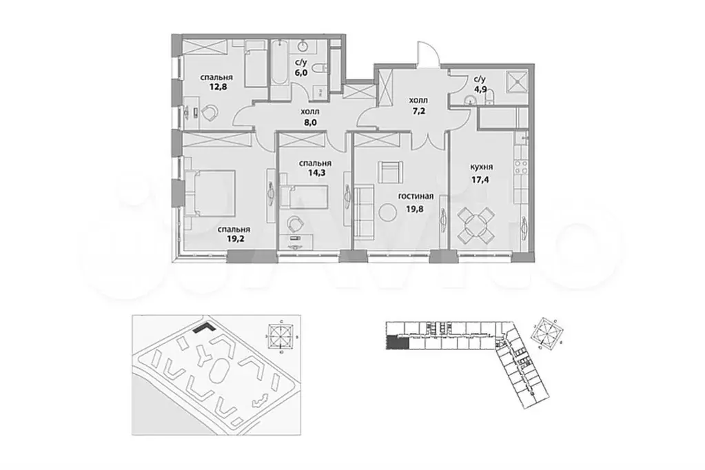 4-к. квартира, 110 м, 22/41 эт. - Фото 0