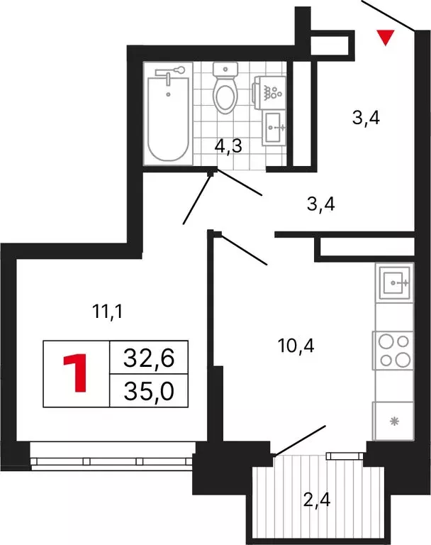 1-комнатная квартира: Москва, ЖК Бестселлер (35 м) - Фото 1