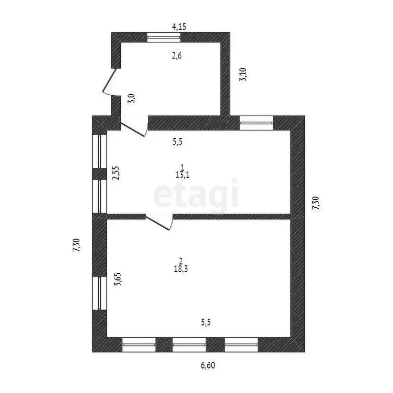 Дом в село Красная Поляна, улица Гагарина (45 м) - Фото 1