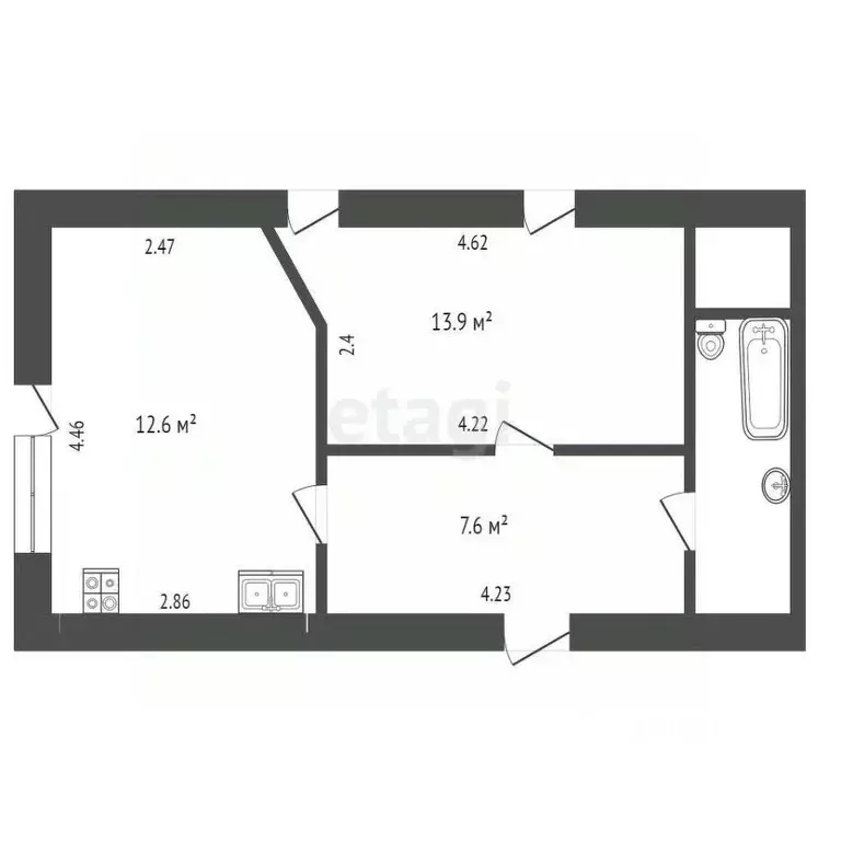 2-к кв. Саха (Якутия), Якутск ул. Строителей, 8 (52.1 м) - Фото 2