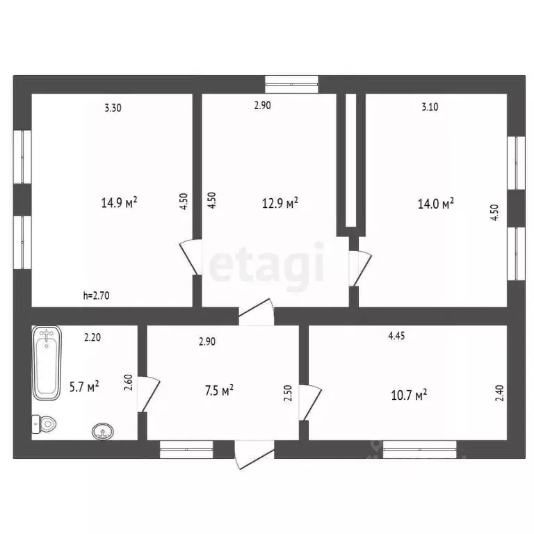 Дом в Крым, Бахчисарайский район, с. Вилино ул. Фурманова, 31 (66 м) - Фото 2