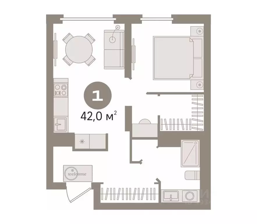 1-к кв. Тюменская область, Тюмень проезд Тихий, 6 (42.0 м) - Фото 2