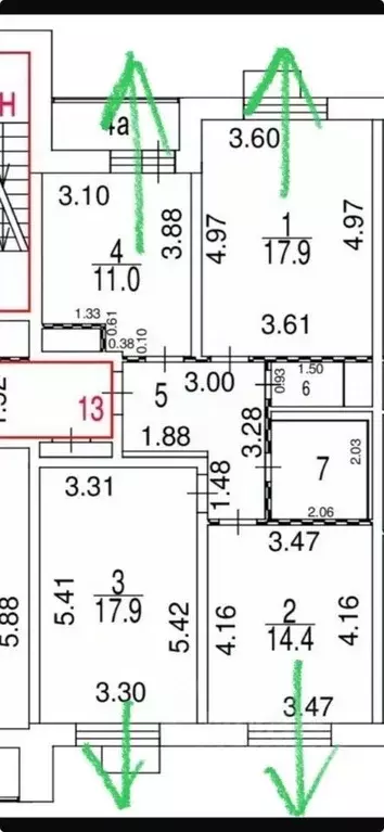 3-к кв. Москва Кастанаевская ул., 32 (73.8 м) - Фото 1