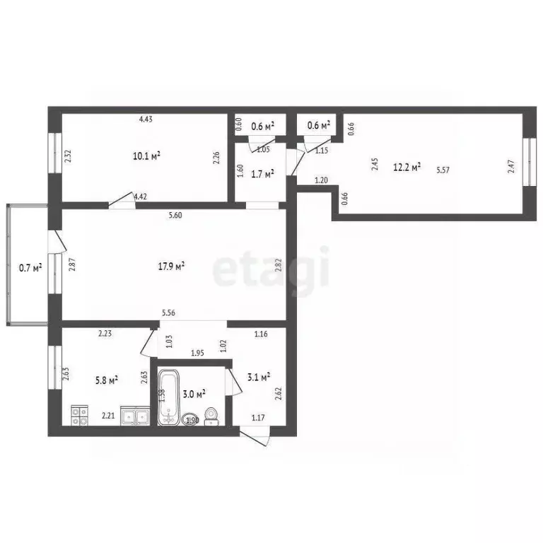 3-к кв. Башкортостан, Стерлитамак ул. Нахимова, 1А (55.0 м) - Фото 2