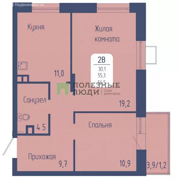 2-комнатная квартира: Красноярск, Свободный проспект, 66 (56.5 м) - Фото 1