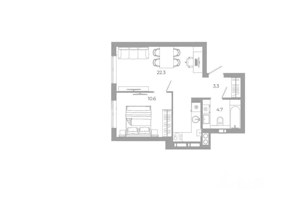 1-к кв. Астраханская область, Астрахань Гагарин жилой комплекс (40.9 ... - Фото 1