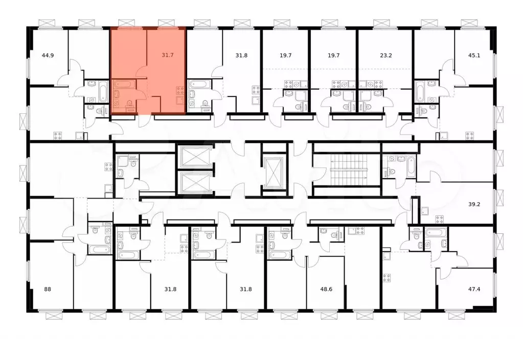 1-к. квартира, 31,7 м, 18/25 эт. - Фото 1