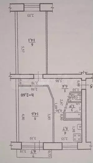 2-к. квартира, 43,7 м, 4/5 эт. - Фото 0