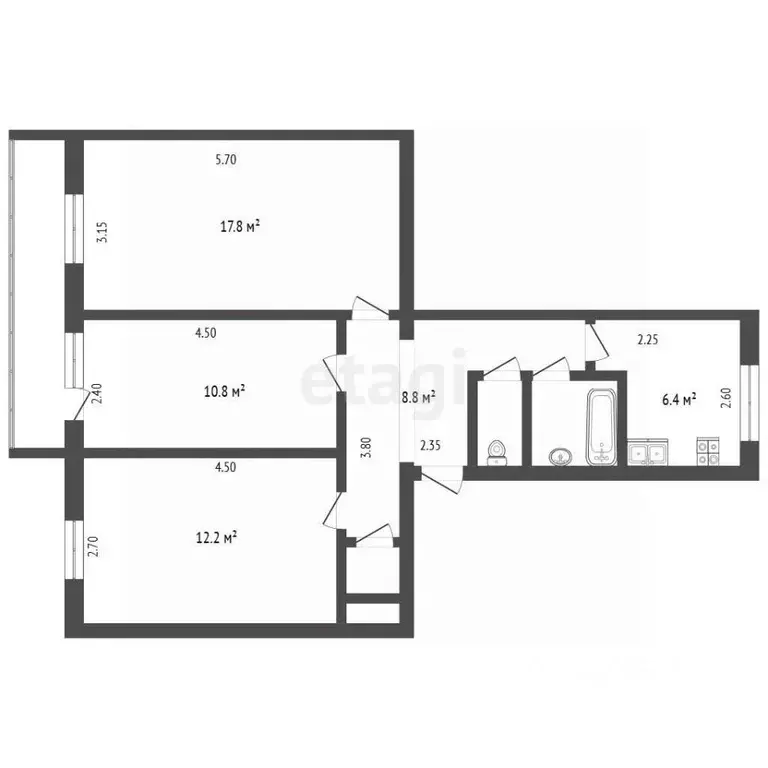 3-к кв. Крым, Белогорск ул. Нижнегорская, 41 (60.0 м) - Фото 2