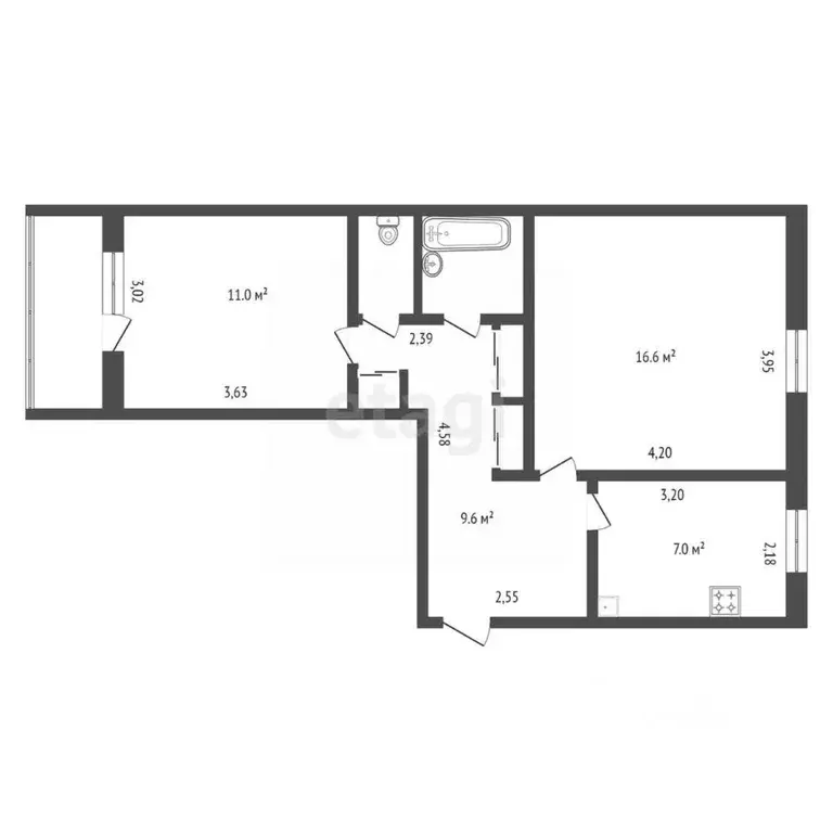 2-к кв. Амурская область, Благовещенск ул. Ленина, 30/6 (49.3 м) - Фото 1