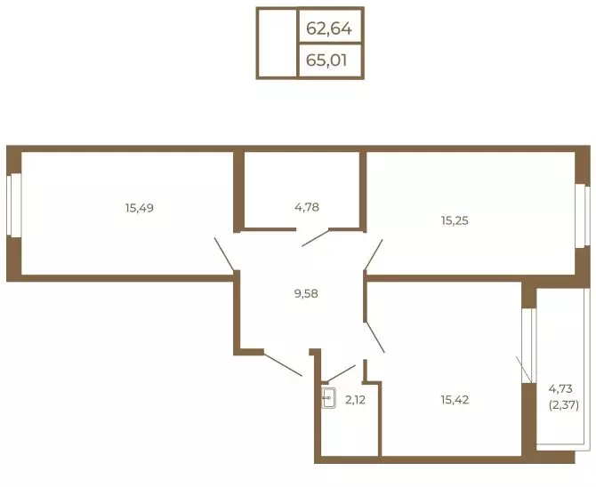 2-комнатная квартира: Сертолово, ЖК Новая История (65.01 м) - Фото 2