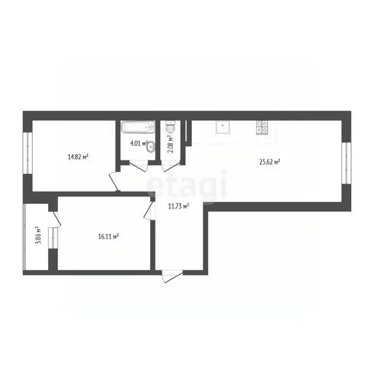 2-к кв. Тюменская область, Тюмень Ставропольская ул., 97к4 (73.5 м) - Фото 2