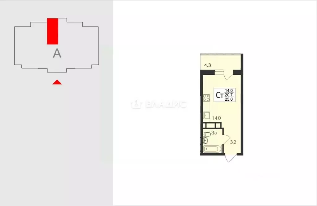 Студия Владимирская область, Владимир Добросельская ул., 180 (25.0 м) - Фото 1