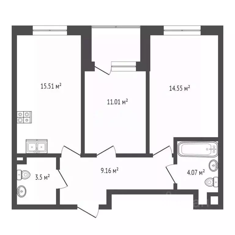 2-к кв. Москва бул. Небесный, 1к1 (60.0 м) - Фото 1