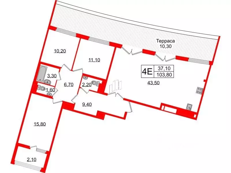 3-к кв. Санкт-Петербург Миргородская ул., 10 (103.8 м) - Фото 0