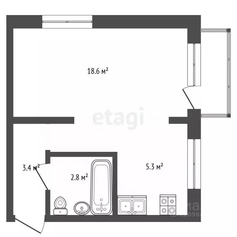 1-к кв. Москва Гжатская ул., 4К1 (30.3 м) - Фото 2