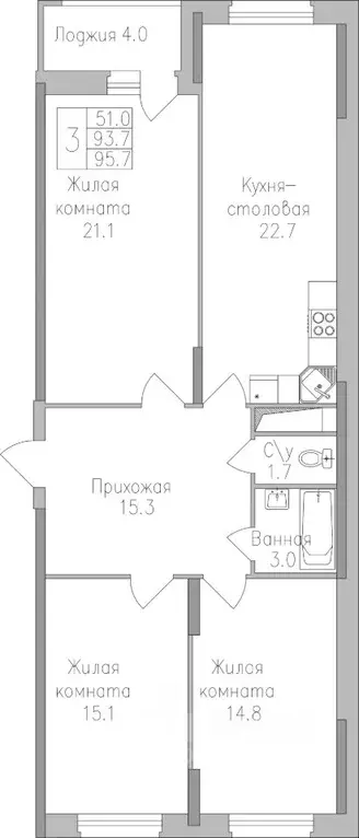 3-к кв. Липецкая область, Липецк ул. Тельмана, 120 (95.7 м) - Фото 0