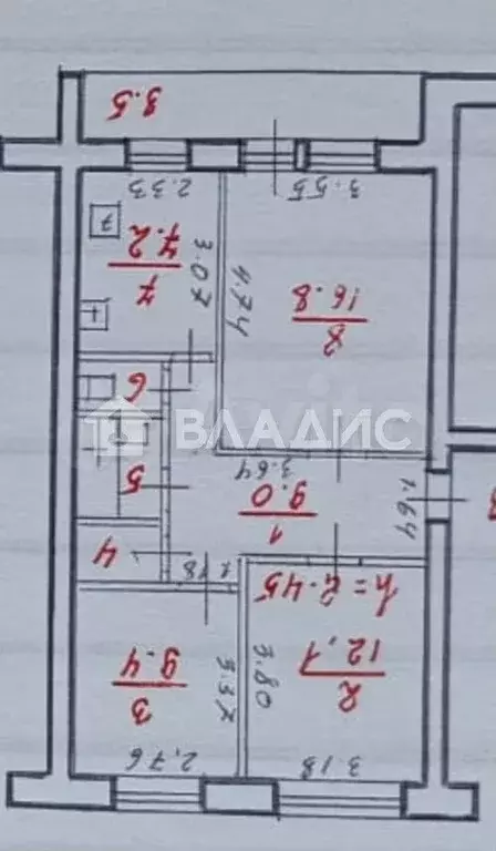 3-к. квартира, 59,9 м, 5/5 эт. - Фото 0