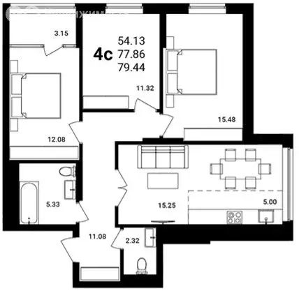 3-комнатная квартира: Уфа, улица Сагита Агиша, 19 (79.44 м) - Фото 1