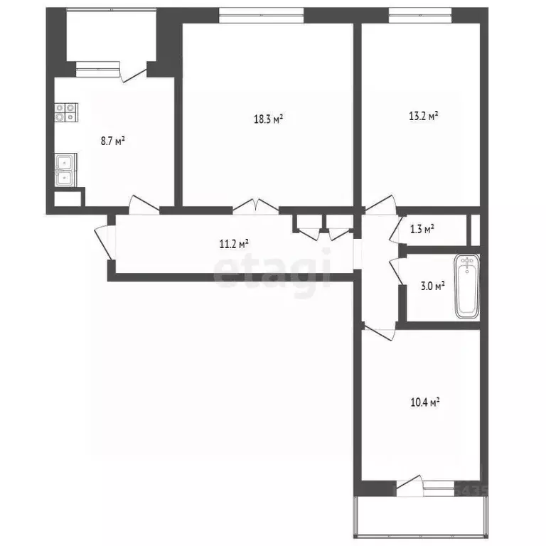 3-к кв. Москва Зеленоградская ул., 3 (66.0 м) - Фото 1