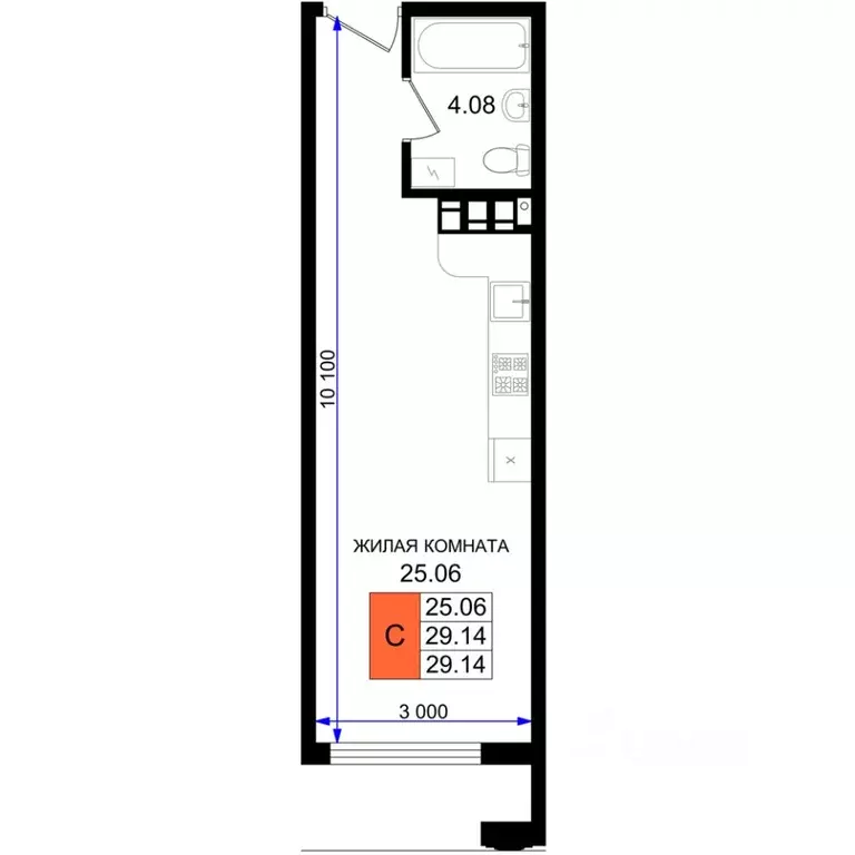 Студия Краснодарский край, Новороссийск 5-я Бригада мкр,  (29.14 м) - Фото 0