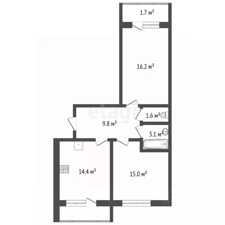 2-к кв. Мордовия, Саранск ул. Гагарина, 92 (61.4 м) - Фото 2