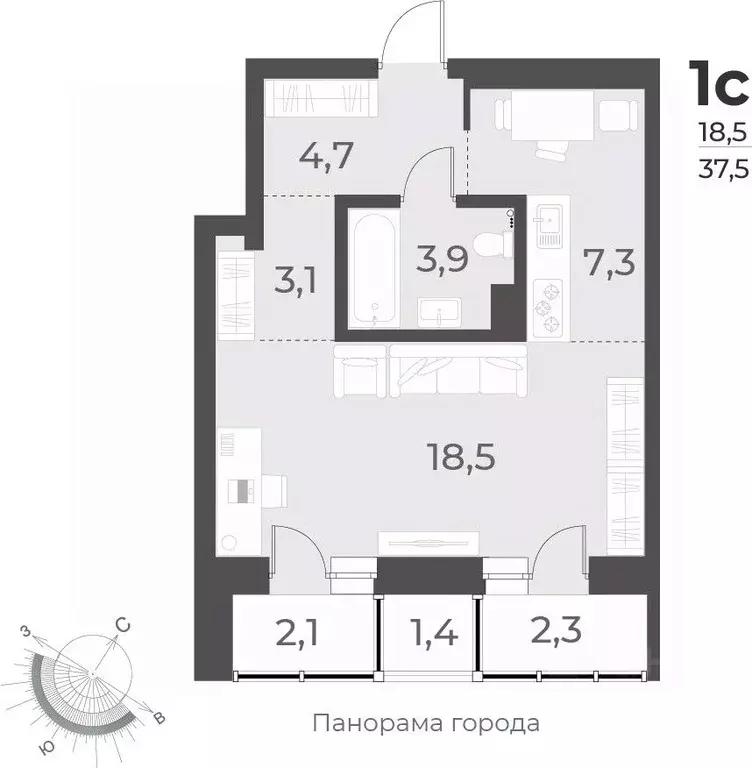 1-к кв. Новосибирская область, Новосибирск ул. Аэропорт, 49/1 (37.5 м) - Фото 0