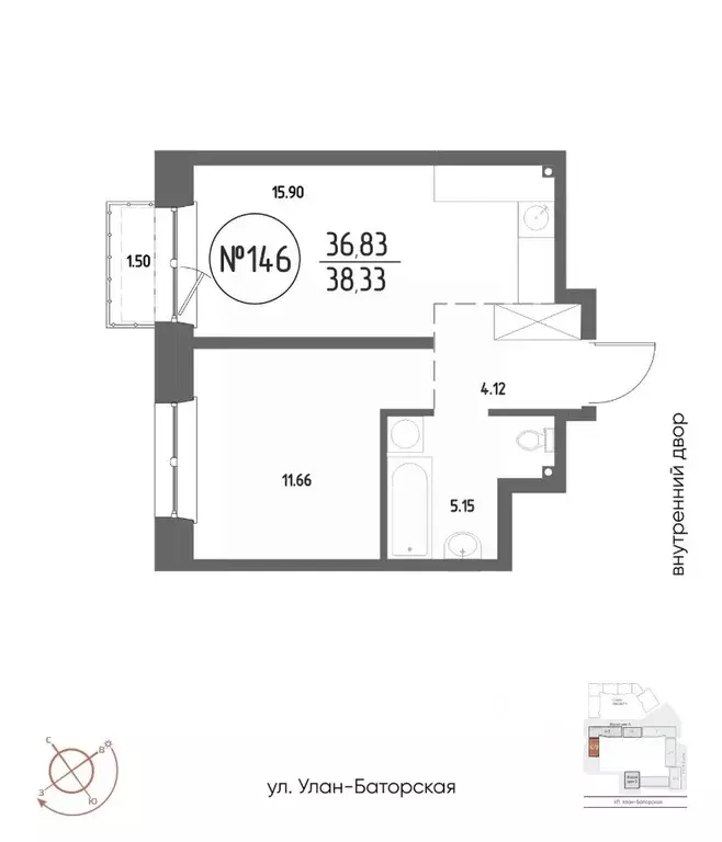 1-к кв. Иркутская область, Иркутск Макс жилой комплекс (38.33 м) - Фото 0