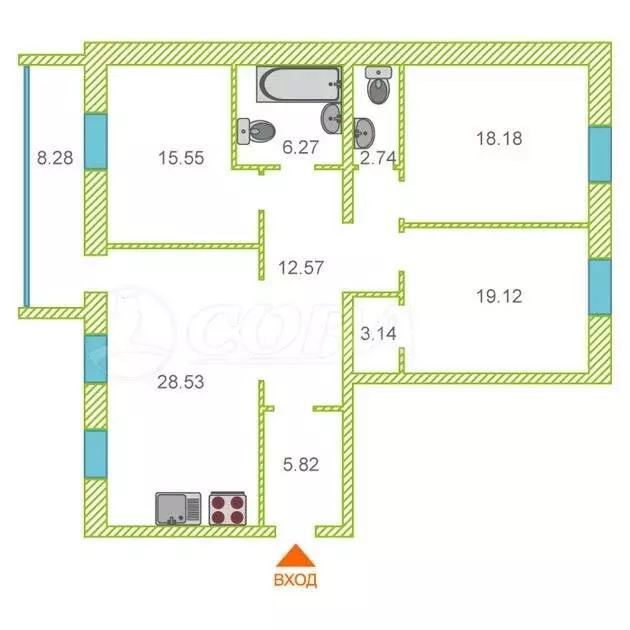 3-комнатная квартира: Тюмень, улица Тимофея Кармацкого, 5 (120 м) - Фото 0