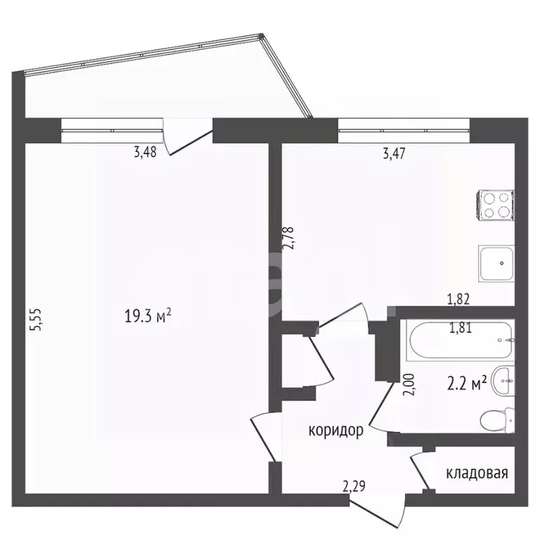 1-к кв. Тамбовская область, Тамбов Набережная ул., 32/2 (37.6 м) - Фото 1