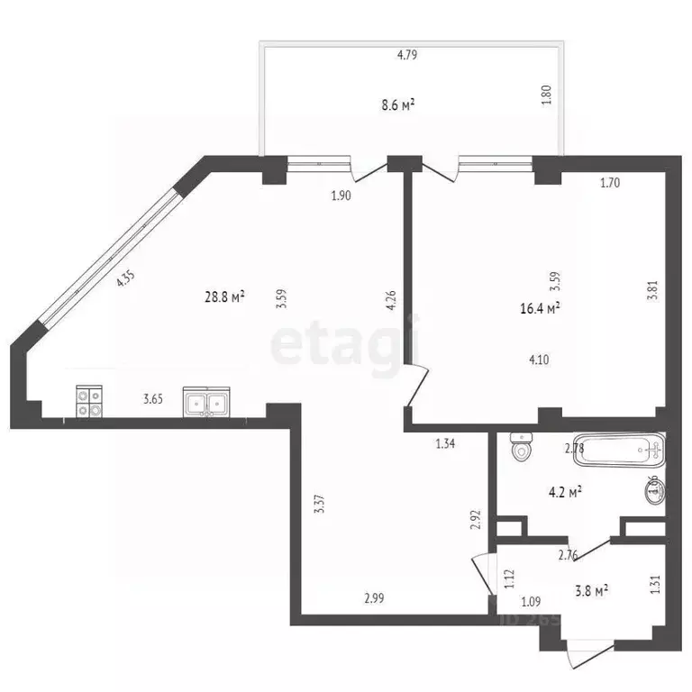 2-к кв. Севастополь Севастопольская зона ЮБК кв-л, 14А (61.8 м) - Фото 1