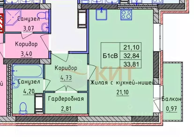 Студия Ярославская область, Ярославль ул. Брагинская, 18к3 (34.0 м) - Фото 0