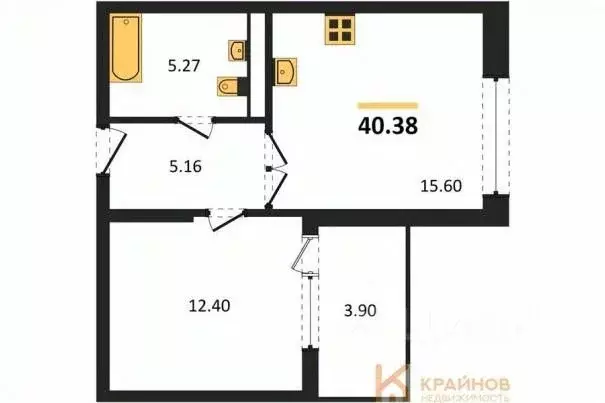 1-к кв. Воронежская область, Воронеж наб. Чуева, 7 (40.38 м) - Фото 0