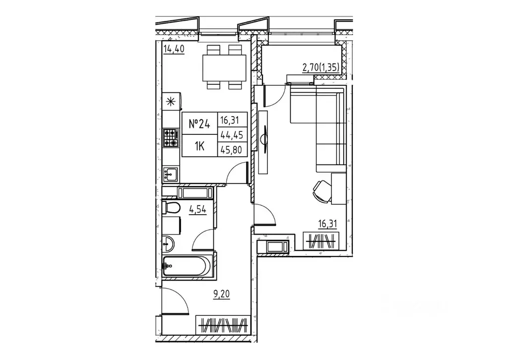 1-к кв. Московская область, Дубна ул. Понтекорво (45.8 м) - Фото 1
