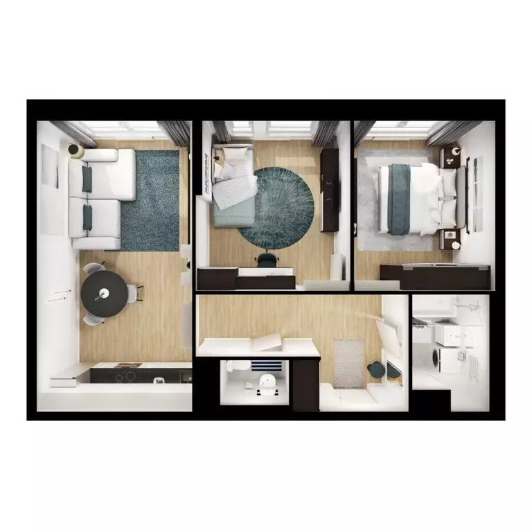 2-к кв. Московская область, Мытищи Яуза Парк жилой комплекс, к6 (61.0 ... - Фото 2