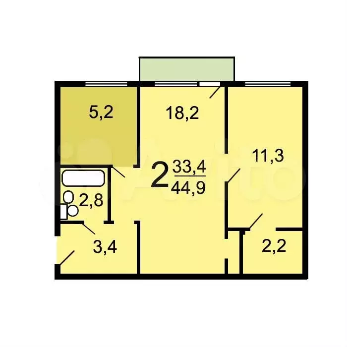 Аукцион: 2-к. квартира, 44,8 м, 4/5 эт. - Фото 0
