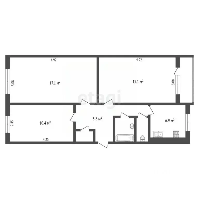 3-к кв. Ярославская область, Ярославль ул. 1-я Портовая, 19к2 (62.9 м) - Фото 1