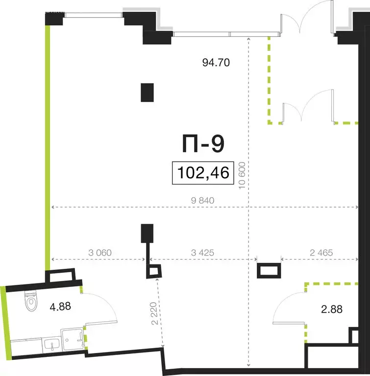 Помещение свободного назначения (102.46 м) - Фото 1