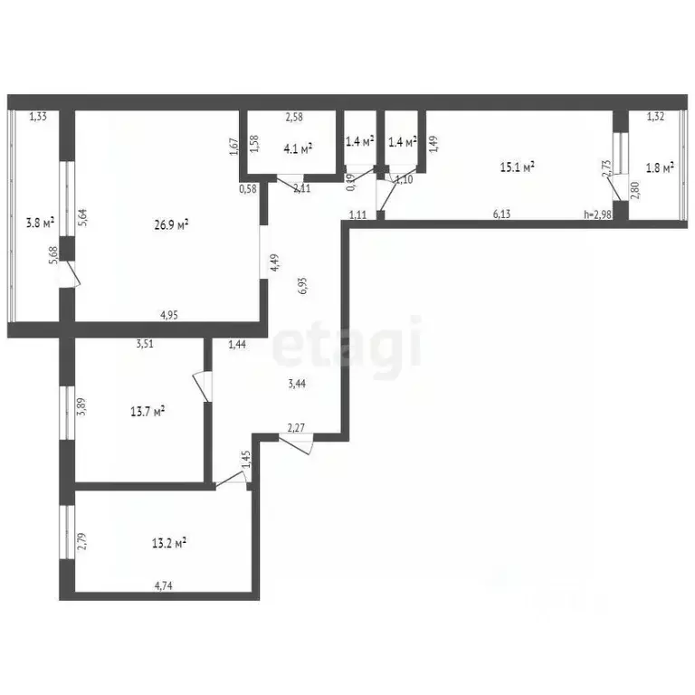 2-к кв. Брянская область, Брянск ул. Костычева, 68 (96.2 м) - Фото 1